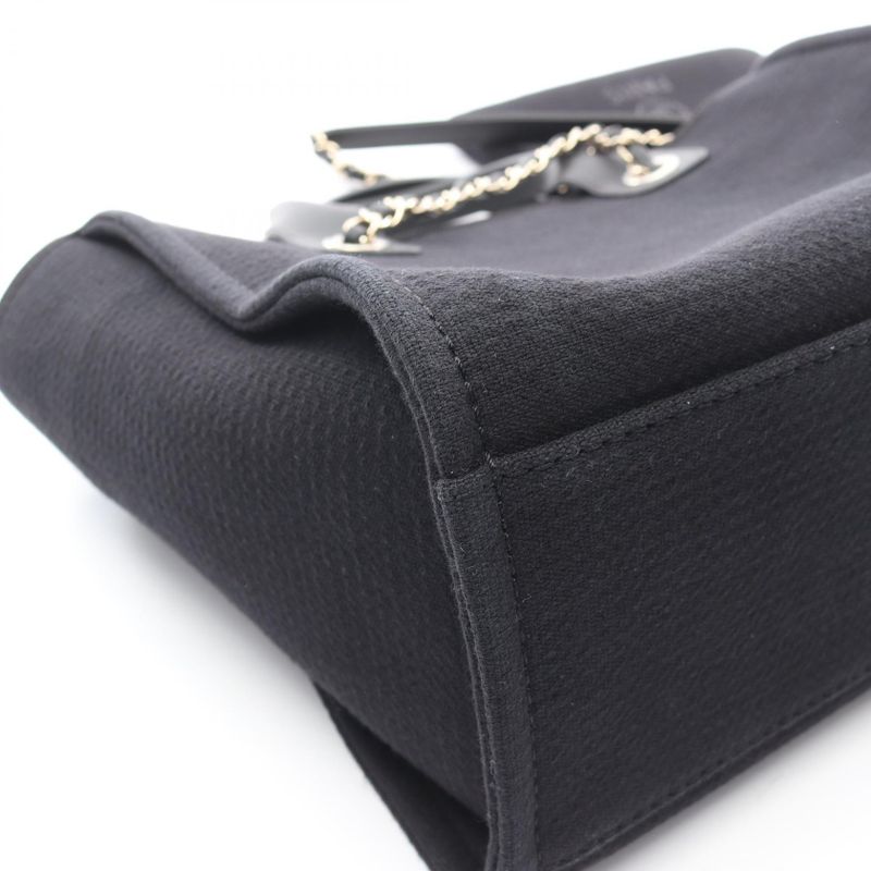 Chanel Shoulder Bag Deauville MM Black Leather Deauville Chain Tote MM Women's