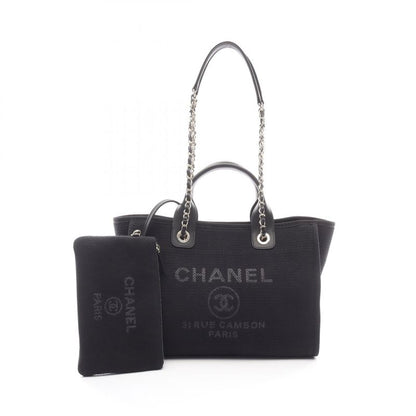 Chanel Shoulder Bag Deauville MM Black Leather Deauville Chain Tote MM Women's