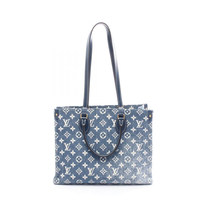 Louis Vuitton Tote Bag On The Go MM Monogram Jacquard Denim M59608 Marine Denim