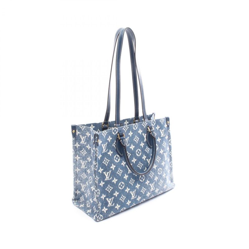 Louis Vuitton Tote Bag On The Go MM Monogram Jacquard Denim M59608 Marine Denim