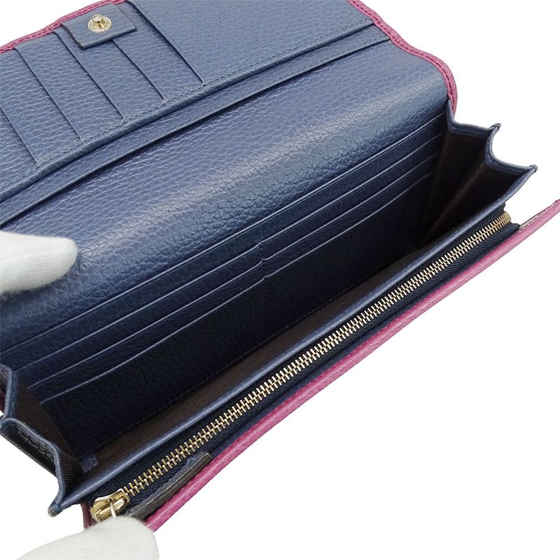 Gucci Wallet Long Leather Swing Continental Purple