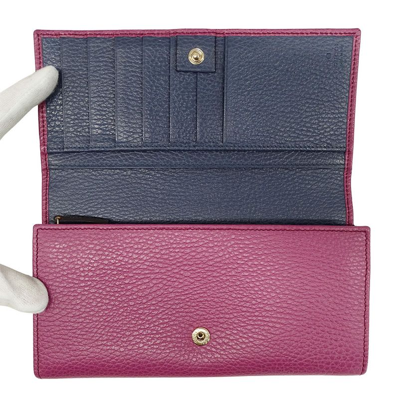 Gucci Wallet Long Leather Swing Continental Purple