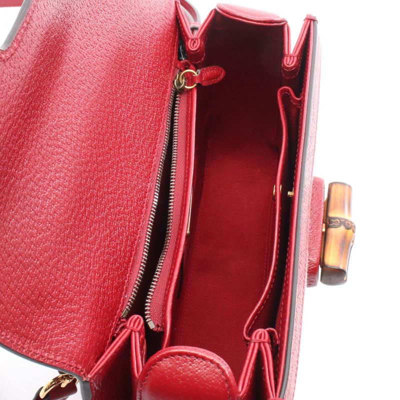 Gucci Handbag Bamboo 1947 GG Logo 678489 White Red Canvas Leather Bamboo 1947