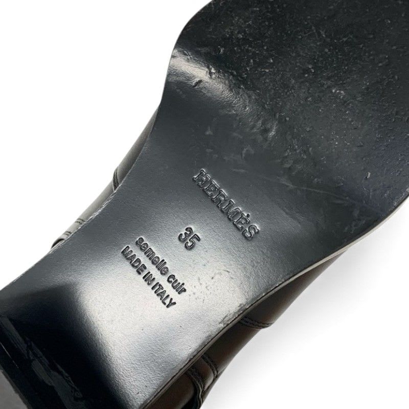 Hermes Frenchie 50 Boots Short Shoes Leather Black Silver Kelly Hardware