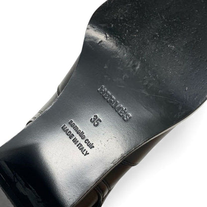 Hermes Frenchie 50 Boots Short Shoes Leather Black Silver Kelly Hardware