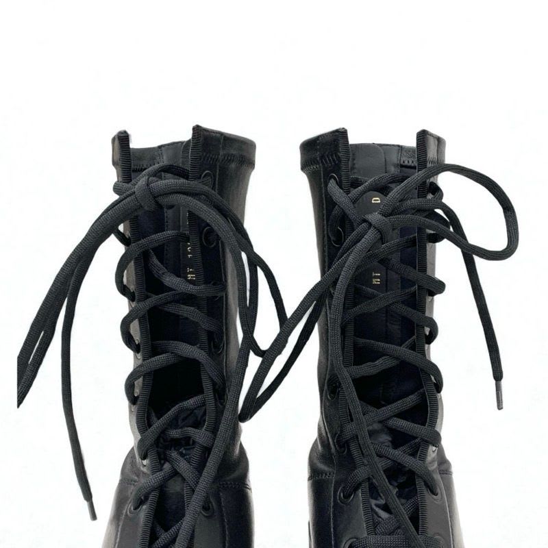 Christian Dior Arcade Boots Short Shoes Leather Black Logo Lace Up Zip