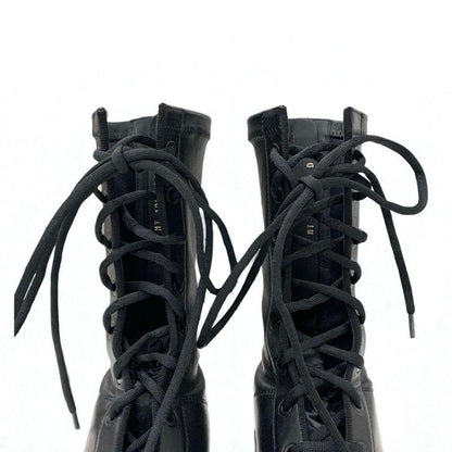 Christian Dior Arcade Boots Short Shoes Leather Black Logo Lace Up Zip