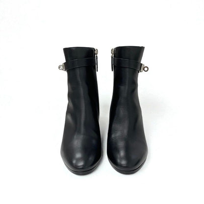 Hermes Saint Germain Boots Short Shoes Leather Black Silver Kelly Hardware