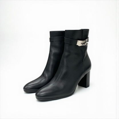 Hermes Saint Germain Boots Short Shoes Leather Black Silver Kelly Hardware