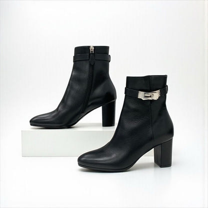 Hermes Saint Germain Boots Short Shoes Leather Black Silver Kelly Hardware