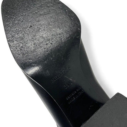 Hermes Houle 60 Boots Long Shoes Leather Black Stitching