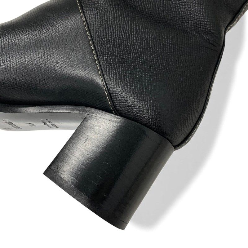 Hermes Houle 60 Boots Long Shoes Leather Black Stitching