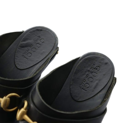 Gucci Horsebit Sabot Sandals Mule Studs Leather 37 Black AQ • OS • SH
