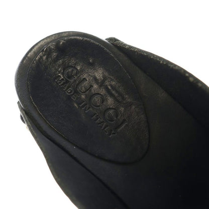 Gucci Horsebit Sabot Sandals Mule Studs Leather 37 Black AQ • OS • SH