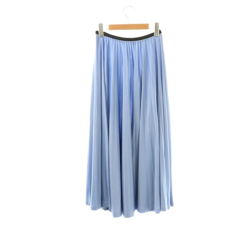 Celine Triacetate Pleated Long Skirt 34 Blue Black DO OS