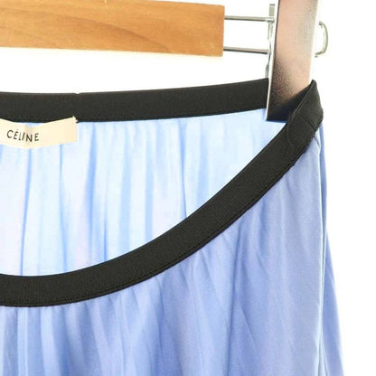Celine Triacetate Pleated Long Skirt 34 Blue Black DO OS