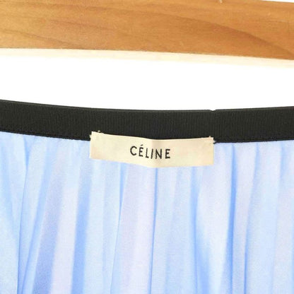 Celine Triacetate Pleated Long Skirt 34 Blue Black DO OS