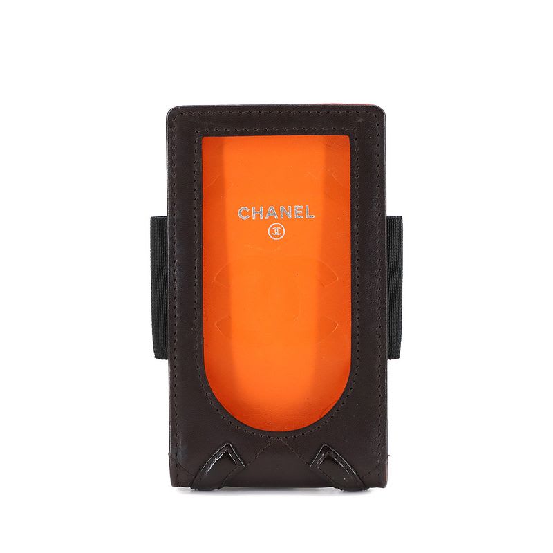 Chanel Cambon Line Ipod Case Leather Enamel Brown