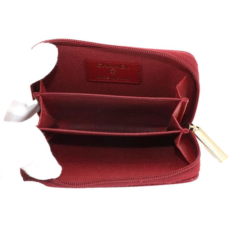 Chanel Caviar Leather Coin Case Purse Red Coco Mark