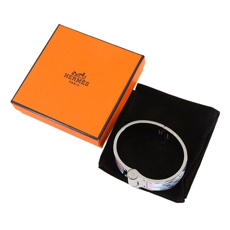 Hermes Charniere Large Bangle Multicolor Silver Accessory