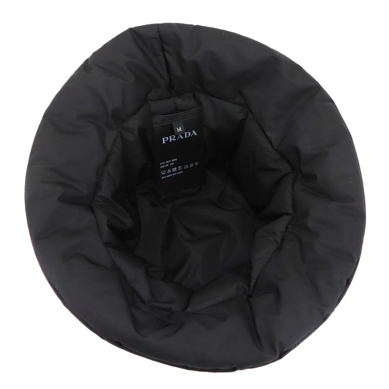 Prada Triangle Logo Padded Bucket Hat Polyamide Black M 2 Hc248
