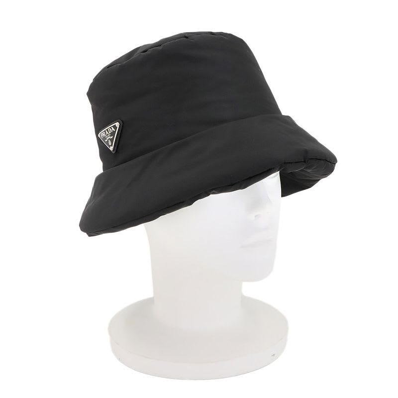 Prada Triangle Logo Padded Bucket Hat Polyamide Black M 2 Hc248