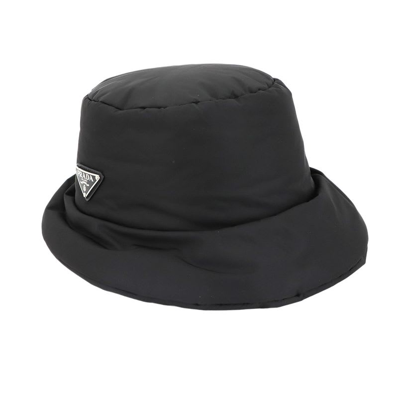 Prada Triangle Logo Padded Bucket Hat Polyamide Black M 2 Hc248