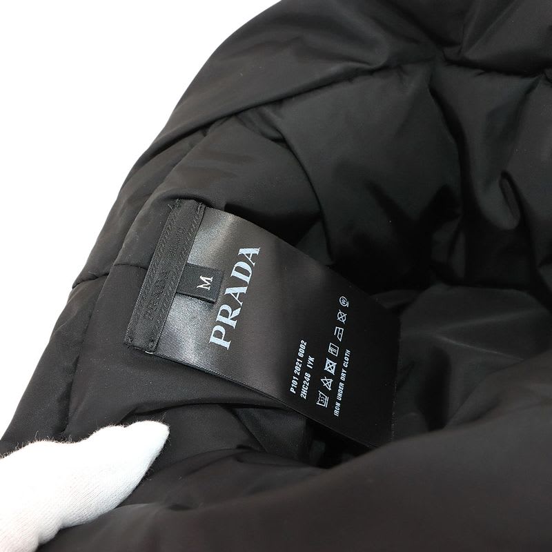 Prada Triangle Logo Padded Bucket Hat Polyamide Black M 2 Hc248