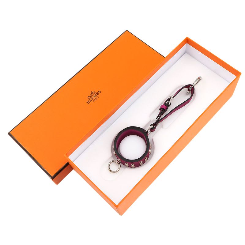 Hermes Collier de Chien Annaud Bag Charm Epson Rose Purple