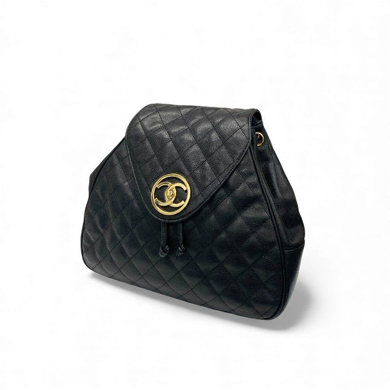 Chanel Chanel Bag Backpack Rucksack Black Gold Quilted Turn Lock