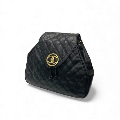 Chanel Chanel Bag Backpack Rucksack Black Gold Quilted Turn Lock