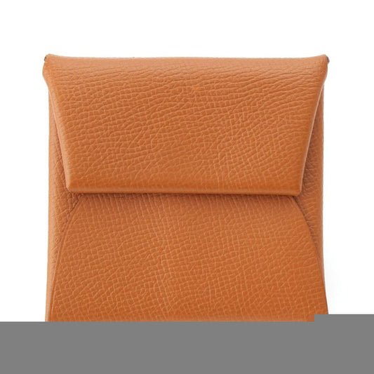 Hermes C Engraved Calvi Epson Coin Case Coin Purse Gold Brown