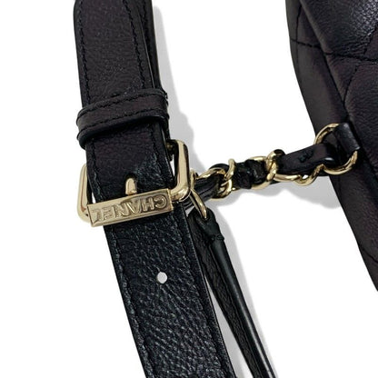 Chanel Bag Waist Pouch Body Caviar Leather Metallic Black Gold