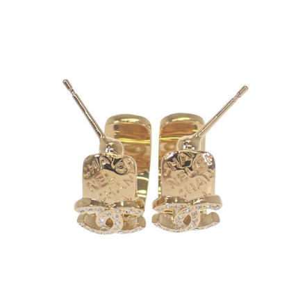 Chanel CC Hoop Earrings C24 P Abd029 Nw438 Metal Rhinestone Gold Women's