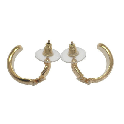 Chanel CC Hoop Earrings C24 P Abd029 Nw438 Metal Rhinestone Gold Women's