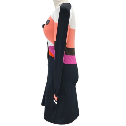 Louis Vuitton One Piece Mini Dress Logo Front Button Rayon Multicolor