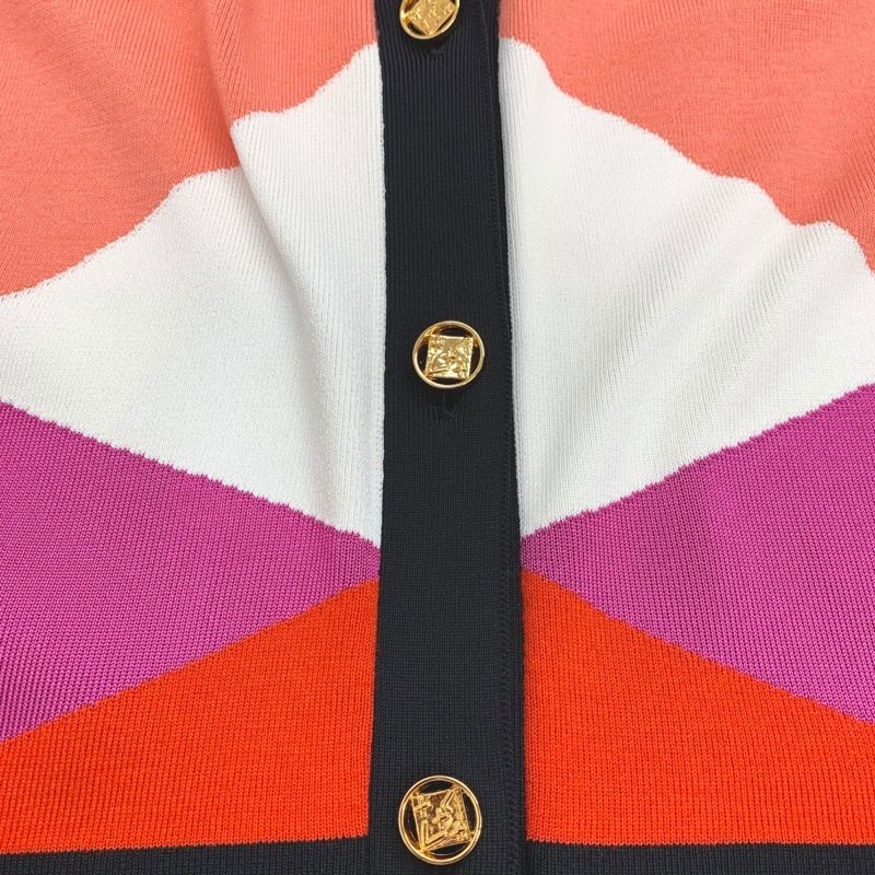 Louis Vuitton One Piece Mini Dress Logo Front Button Rayon Multicolor