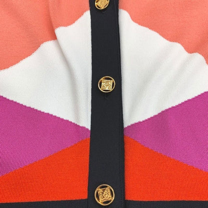 Louis Vuitton One Piece Mini Dress Logo Front Button Rayon Multicolor