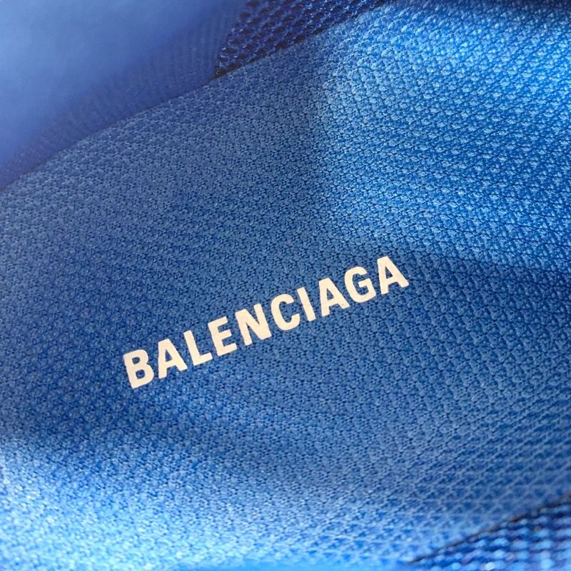 Balenciaga Triple S Sneakers Shoes Mesh Leather Blue White Blue Unused Logo