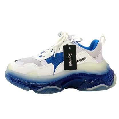 Balenciaga Triple S Sneakers Shoes Mesh Leather Blue White Blue Unused Logo