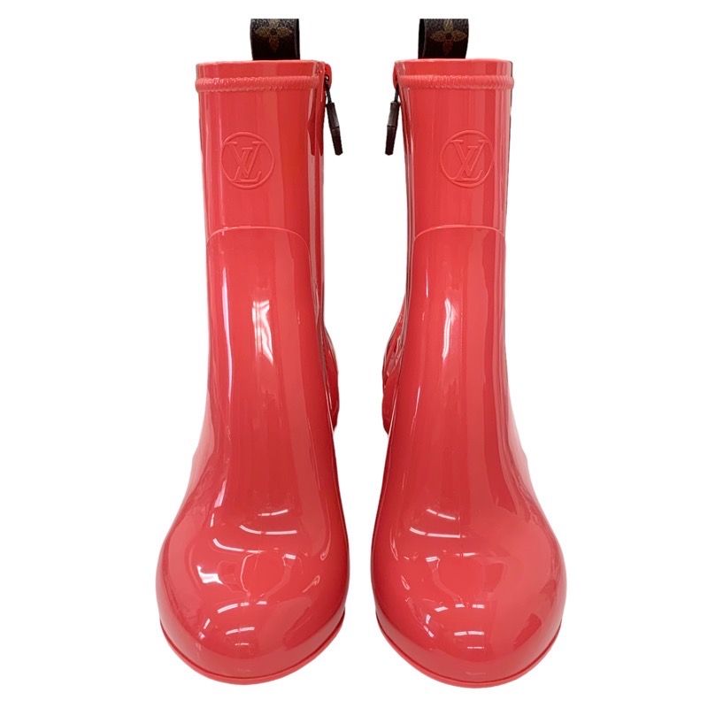 Louis Vuitton Boots Short Boots Rain Boots Silhouette Line Monogram Rubber Pink