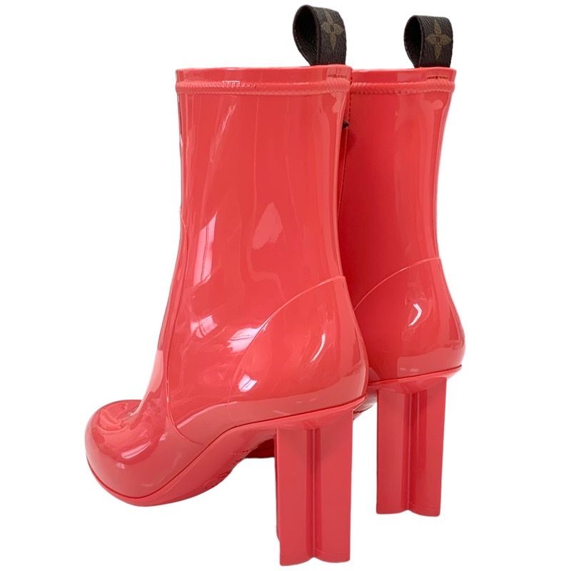 Louis Vuitton Boots Short Boots Rain Boots Silhouette Line Monogram Rubber Pink