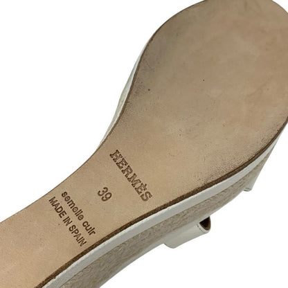 Hermes Ilana Sandals Shoes Patent White Wedge Sole
