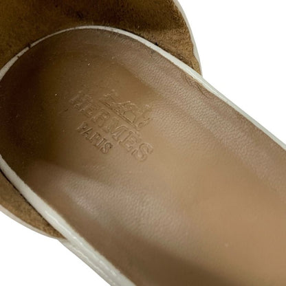 Hermes Ilana Sandals Shoes Patent White Wedge Sole