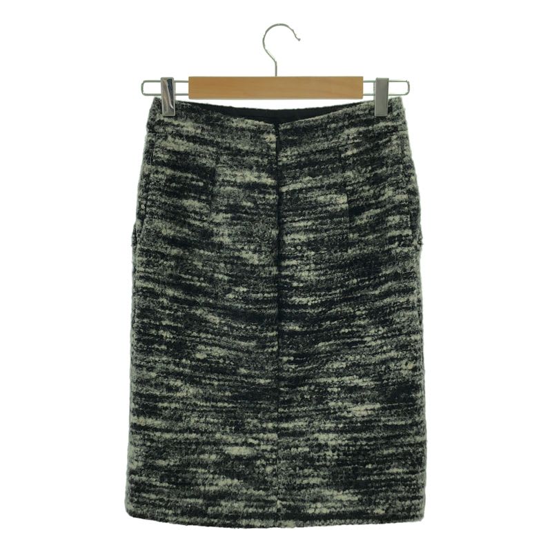 Gucci Wool Alpaca Interlocking Tight Skirt 36 Black Gray Ladies