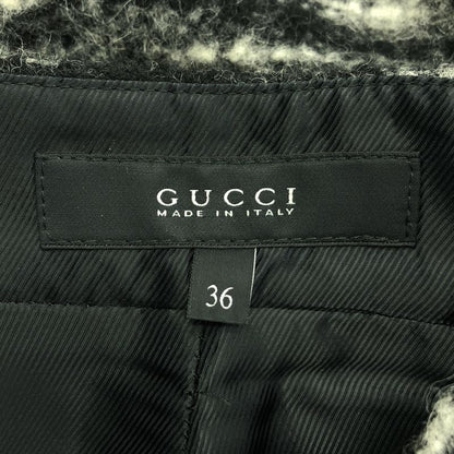 Gucci Wool Alpaca Interlocking Tight Skirt 36 Black Gray Ladies