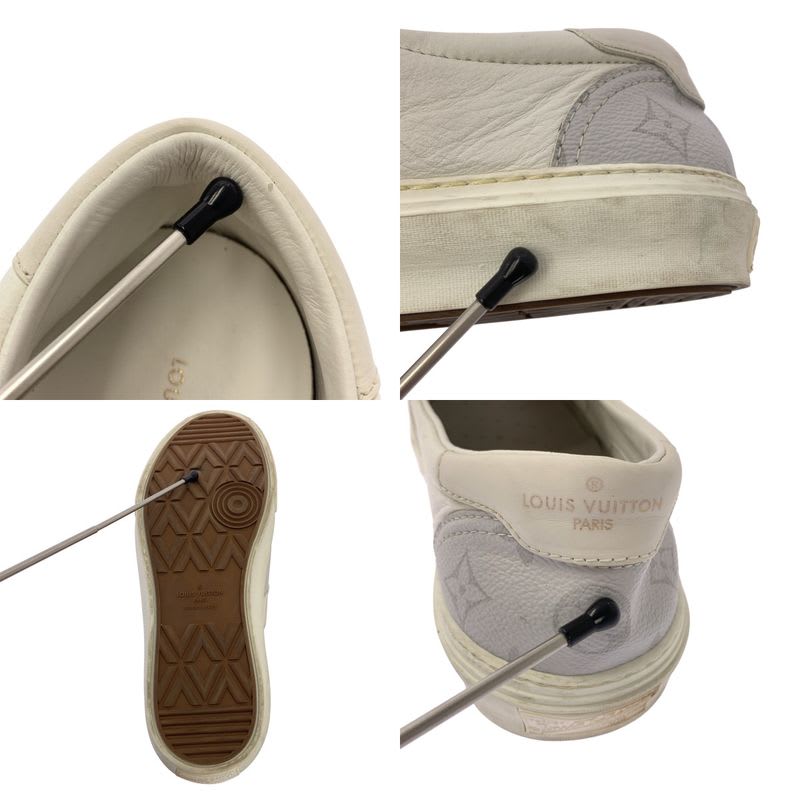Louis Vuitton Trocadero Line Monogram Leather Slip-on Sneakers 7 1 2