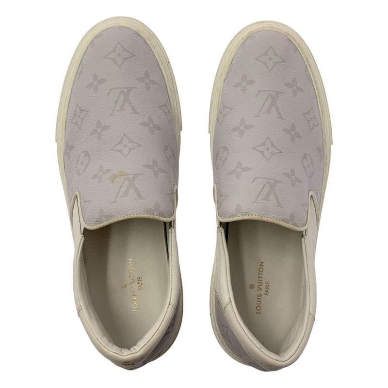 Louis Vuitton Trocadero Line Monogram Leather Slip-on Sneakers 7 1 2