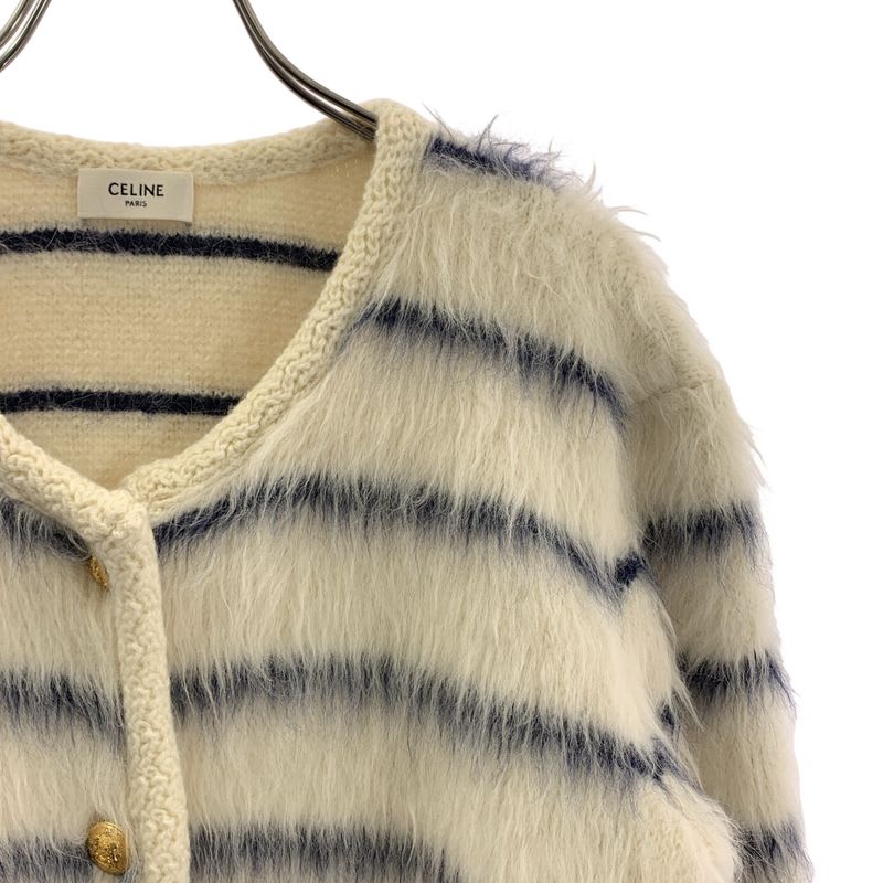Celine Alpaca Wool Gold Button Chasseur Jacket 2 T M White Navy