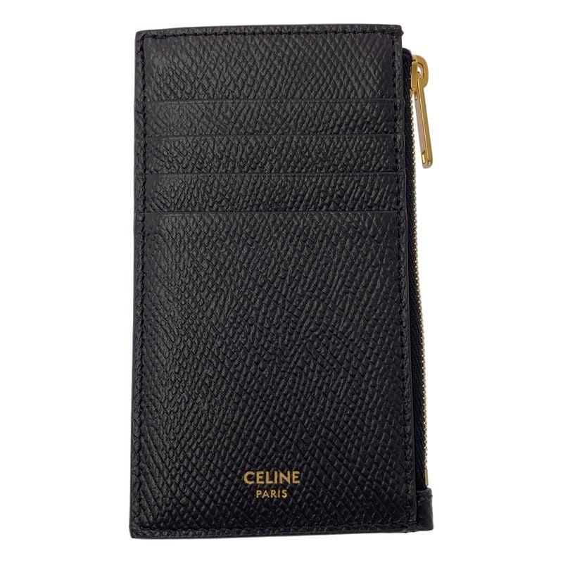 [] Celine | Leather Compact Zipped Card Holder | Black Gold | Ladies